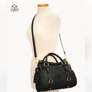 Dooney & Bourke Black and Gold Satchel with Adjustable Strap
